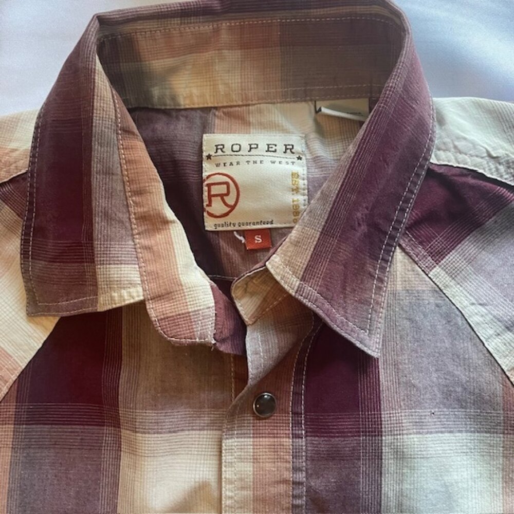 Roper Mens Roper Western Pearl Snap‎ Shirt Plaid Long Sleeve Cowboy Small